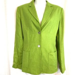 MARSHALL FIELDS 100% Silk Green Blazer Jacket sz 6
